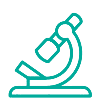 A blue microscope is shown on a black background.