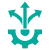 A green symbol with arrows in the middle of it.