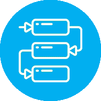 A blue circle with three arrows connected to each other.
