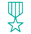 Line art depiction of a military medal.